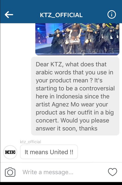 Penjelasan KTZ tentang tulisan arab di outfit Agnes Monica © Twitter.com/AgnezmoHugeFans