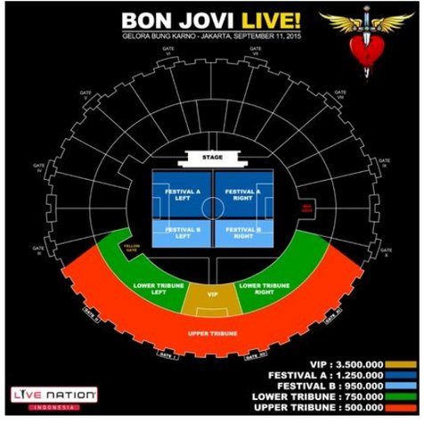 Denah konser Bon Jovi Live in Jakarta © Live Nation