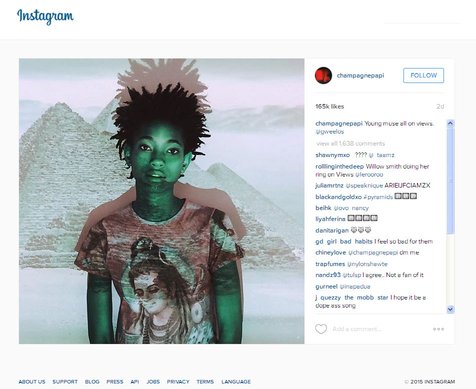 Apakah foto ini berarti Willow Smith akan bekerjasama dengan Drake? ©Instagram.com/champagnepapi/