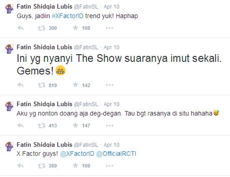 Ajak fans jadikan X Factor Trending di Twitter @foto: Twitter Fatinsl