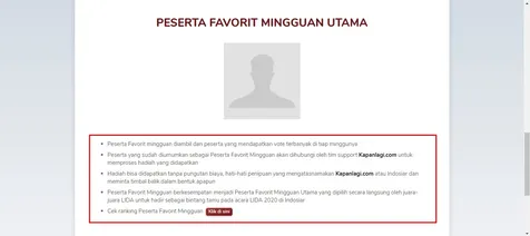 Berkesempatan Jadi Peserta Favorit Mingguan Utama