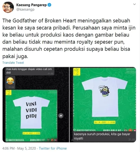 Kaesang Bikin Kaos Didi Kempot