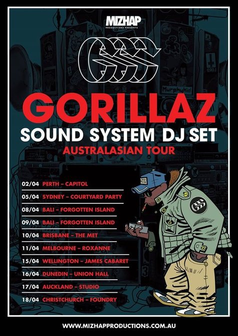 Gorillaz Sound System bakal konser di Bali dan Australia. ©Stoneyroads.com