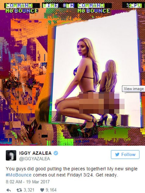 Kicauan Iggy Azalea mengenai single terbarunya 'Mo Bounce' © Twitter.com