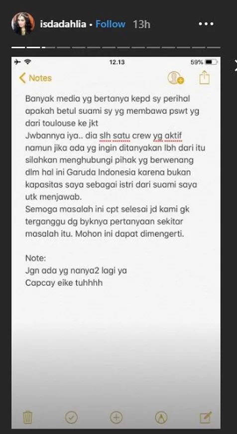 Iis Dahlia Angkat Bicara