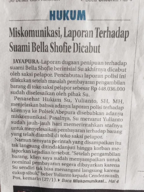 Klarifikasi jika kasus Suryono sudah clear © Cenderawasih Post