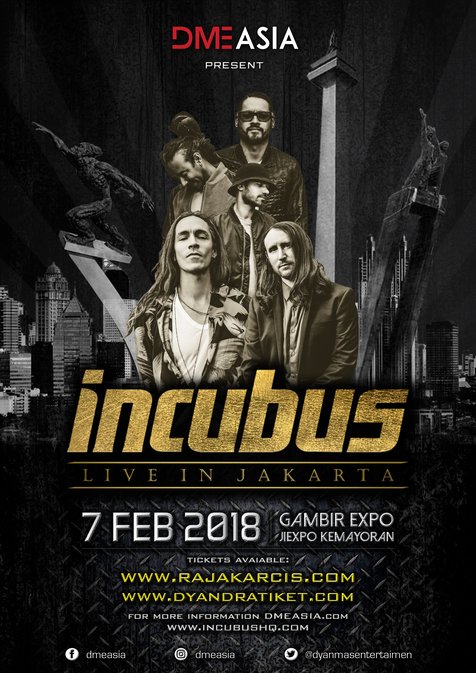 Incubus siap kembali mengguncang Jakarta untuk ketiga kalinya © DMEASIA