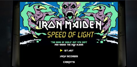 Tampilan utama dalam game Speed Of Light - Iron Maiden © speedoflight.ironmaiden.com