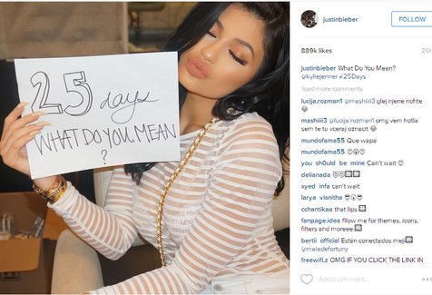 Kylie Jenner promosi lagu baru Justin Bieber @foto: Official Instagram Justin Bieber