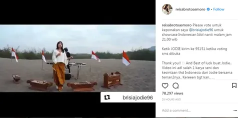 Bianca Jodie kontestan INDONESIAN IDOL 2018 ternyata keponakan Dokter Reisa Broto Asmoro. © Instagram/reisabrotoasmoro