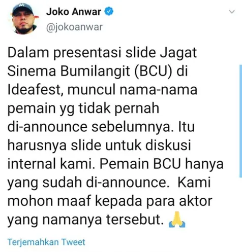 Joko Anwar Minta Maaf