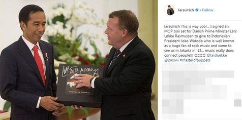 Drummer Metallica mengungkapkan rasa senangnya melalui postingan ini. © Instagram/larsulrich