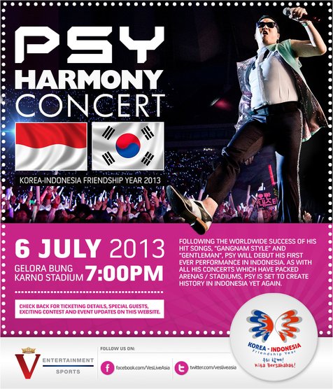 Pamflet konser PSY di Indonesia