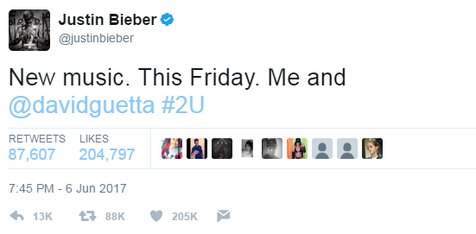 Justin Bieber mengumumkan kabar baik tersebut melalui Twitter © twitter.com/justinbieber