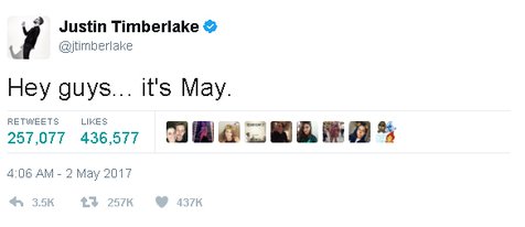 Bersejarah, Justin Timberlake kembali membahas lagu 'It's Gonna Be Me' di Twitter © twitter.com/jtimberlake