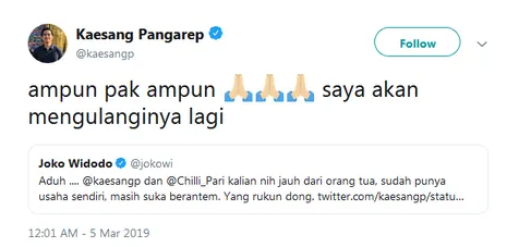 Kaesang Tetap Bandel
