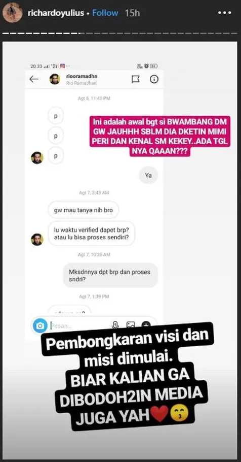 Apa Alasan Rio Ramadhan?