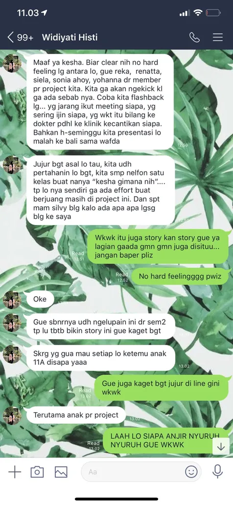 Isi Chat dengan Mantan Teman Sekelompok
