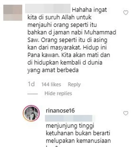 Rina Nose Balas Komentar Netizen