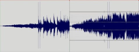 Perbandingan loudness level dari lagu standar (kiri) sampai diperbesar melebihi batas normal layaknya loudness war (kanan) © YouTube/Matt Mayfield Music