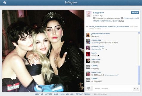 Kolaborasi spektakuler Katy Perry, Madonna, dan Lady Gaga akan segera dirilis! ©Instagram.com/katyperry/