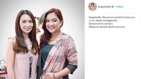 Marion Jola bergabung dengan manajemen INDONESIAN IDOL 2018. © Instagram/linapriscilla