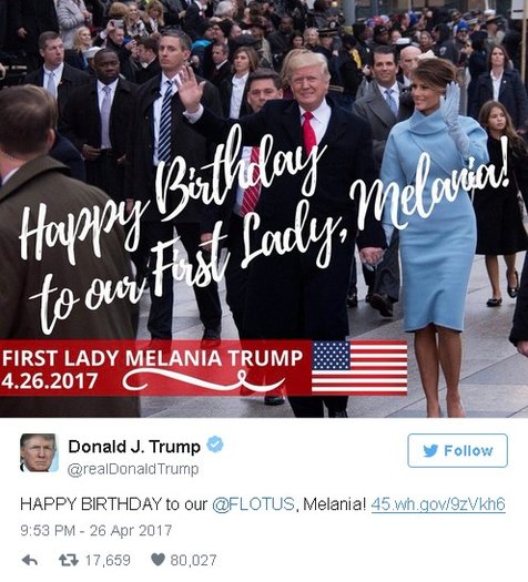 Ucapan Selamat Ulang Tahun Dari Donald Trump Untuk Melania 