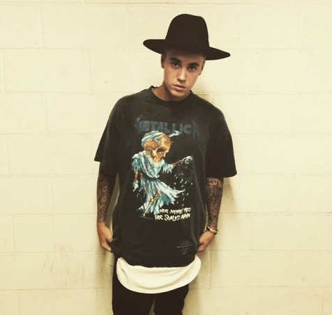 Justin Bieber dengan baju Metallica @foto: Official Instagram Justin Bieber