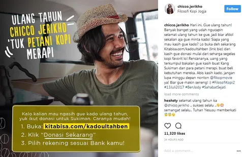 Chicco minta kado dari fans İinstagram/chicco.jerikho