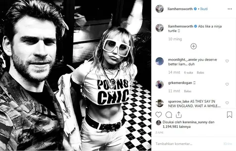 Foto Liam Hemsworth di Instagram Miley Cyrus