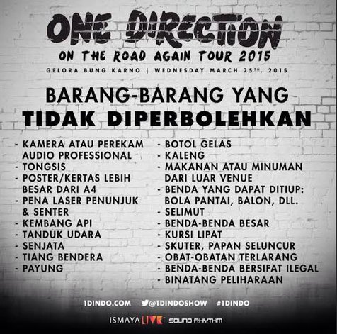 Barang terlarang konser One Direction @foto: KapanLagi®