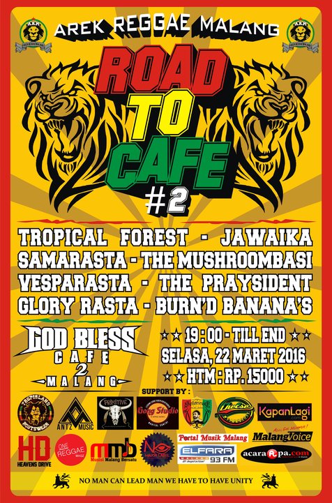 Tandai kalendermu! Arek Reggae Kota Malang Road To Cafe #2 siap digelar pada 22 Maret 2016 © Local Heroes Malang Music Movements