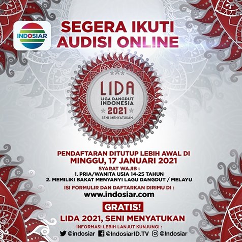 Pendaftaran Audisi Online Lida 2021 Akan Ditutup Lebih Awal Buruan Daftar Kapanlagi Com