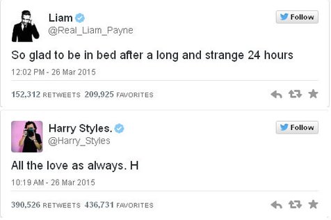 Pernyataan Harry Styles dan Liam Payne di Twitter © Twitter