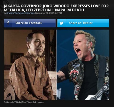 Situs berita musik 'Loudwire' membahas selera musik Jokowi. ©loudwire.com