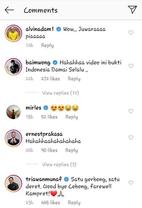 Selebritis Pun Ikut Berkomentar
