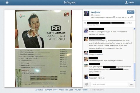 Berisi 10 lagu dan 2 bonus track, ini dia album Raffi Ahmad yang diunggah Jedar pada akun Instagram pribadinya ©Instagram.com/lovejedar/