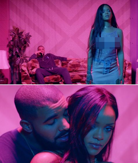 Rihanna tanpa bra dan mesra-mesraan dengan Drake © YouTube.com/RihannaVEVO