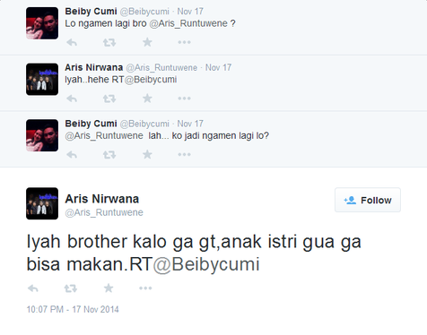 Aris benarkan dirinya jadi pengamen lagi. @Twitter.com/aris_rantuwene