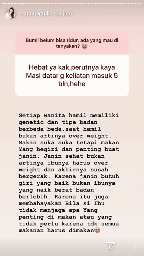 Shandy Aulia Jaga Pola Hidup