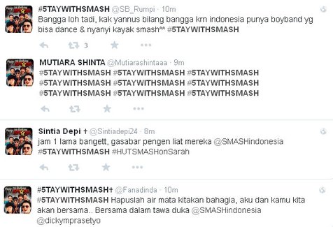 #5STAYWITHSMASH @foto: Twitter/#5STAYWITHSMASH