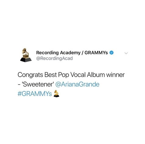 Ariana Grande menang Grammy kategori Best Pop Vocal © instagram.com/arianagrande