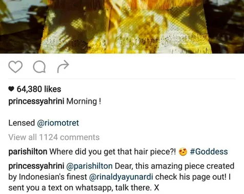 Paris naksir aksesoris Syahrini Šinstagram/princessyahrini