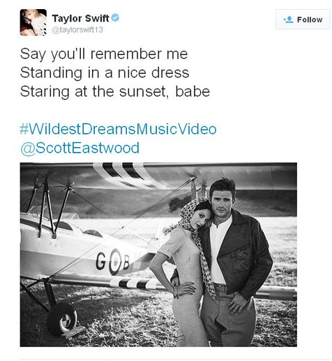 Teaser foto Wildest Dreams Taylor Swift © Twitter.com/taylorswift13