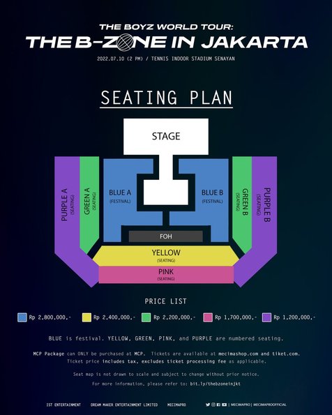 Seating plan THE BOYZ World Tour: THE B-ZONE in Jakarta credit: Mecimapro