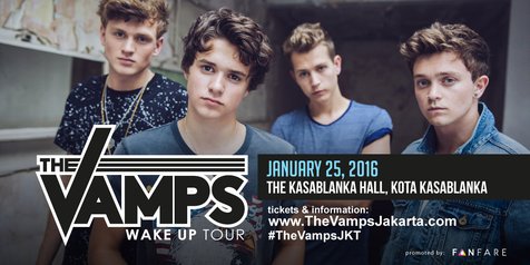 Untuk kamu para fans The Vamps, persiapkan diri kamu untuk konser mereka pada Januari 2016! © Fanfare Entertainment