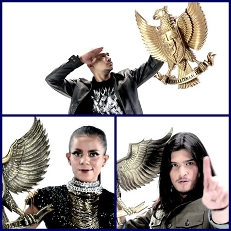 Husein, Nowela, dan Virzha dalam klip Indonesia Bangkit ©youtube.com