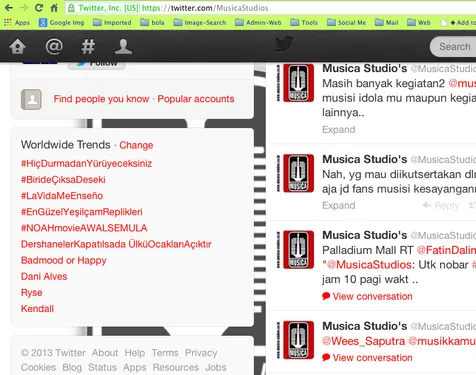 Screenshot twitter Musica Studio yang menampilkan tagar NOAH jadi Trending Topic