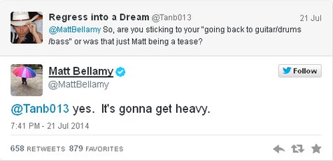 Matt Bellamy ungkap detail album barunya/Twitter©