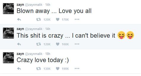 Ucapan terima kasih dari Zayn Malik © Twitter.com/zaynmalik